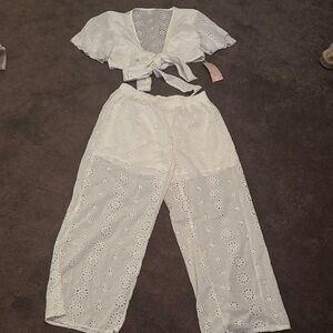 White Eyelet Two-Piece Set